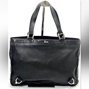 Gucci Black Leather Bag with Gold Accents